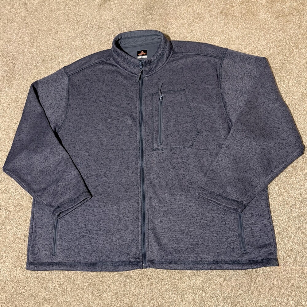 Ridgecut Toughwear Men's 3XL Fleece Zip Jacket Full Zip Gray Pockets Workwear